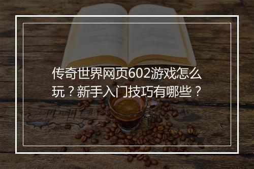 传奇世界网页602游戏怎么玩？新手入门技巧有哪些？