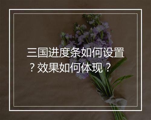 三国进度条如何设置？效果如何体现？