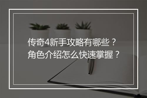 传奇4新手攻略有哪些？角色介绍怎么快速掌握？