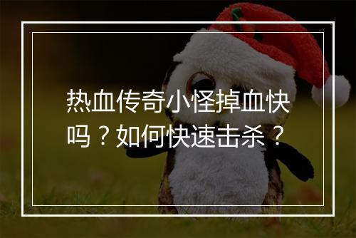 热血传奇小怪掉血快吗？如何快速击杀？