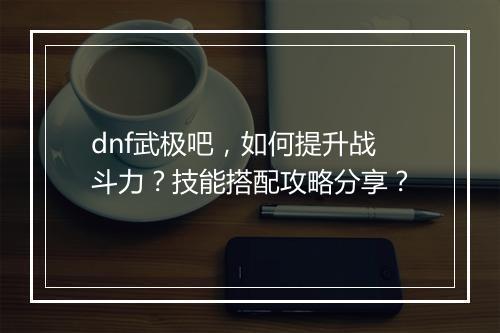 dnf武极吧，如何提升战斗力？技能搭配攻略分享？