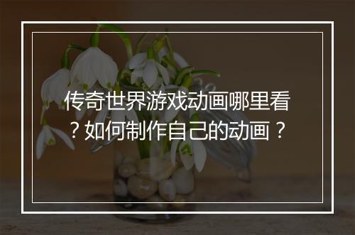 传奇世界游戏动画哪里看？如何制作自己的动画？
