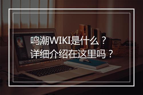 鸣潮WIKI是什么？详细介绍在这里吗？
