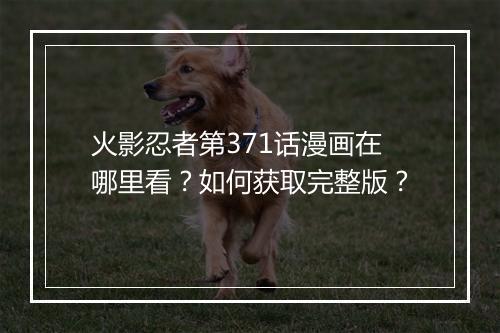 火影忍者第371话漫画在哪里看？如何获取完整版？