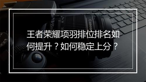 王者荣耀项羽排位排名如何提升？如何稳定上分？