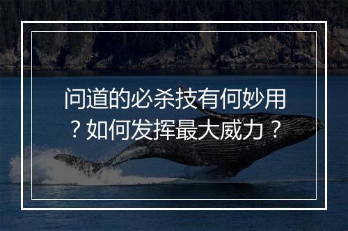问道的必杀技有何妙用？如何发挥最大威力？