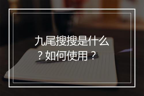 九尾搜搜是什么？如何使用？