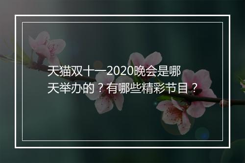 天猫双十一2020晚会是哪天举办的？有哪些精彩节目？