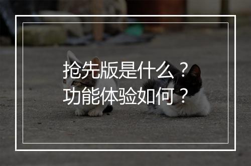 抢先版是什么？功能体验如何？