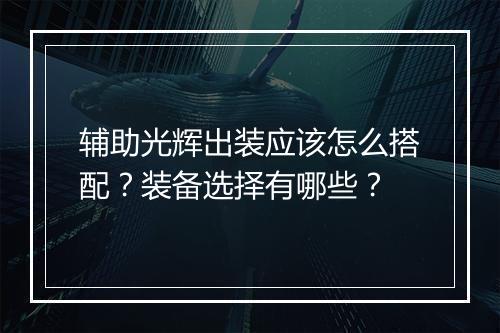 辅助光辉出装应该怎么搭配？装备选择有哪些？