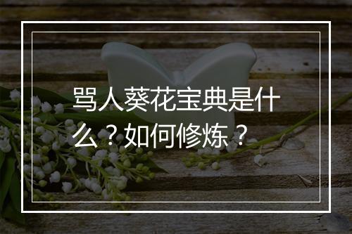 骂人葵花宝典是什么？如何修炼？