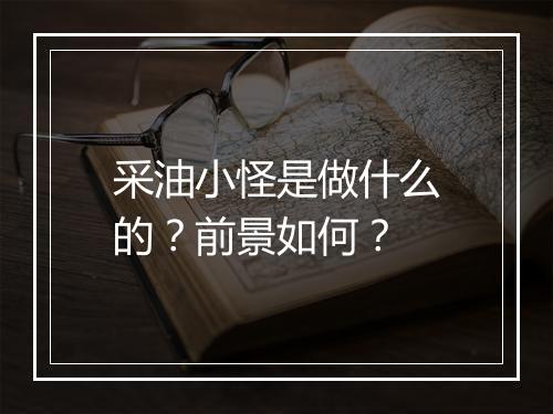 采油小怪是做什么的？前景如何？