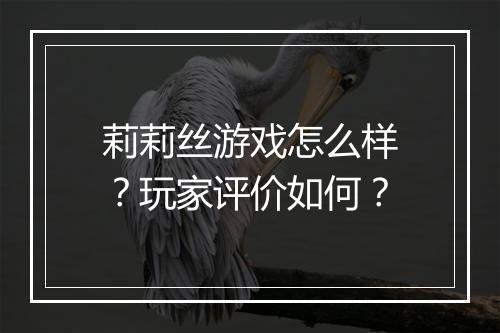 莉莉丝游戏怎么样？玩家评价如何？