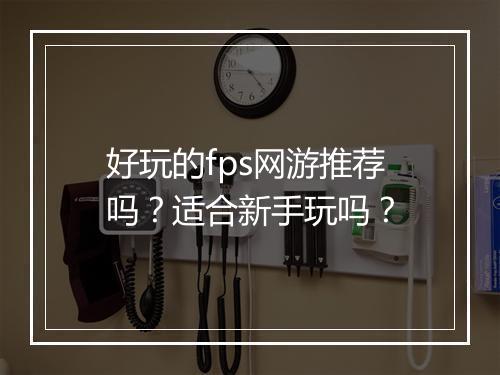 好玩的fps网游推荐吗？适合新手玩吗？