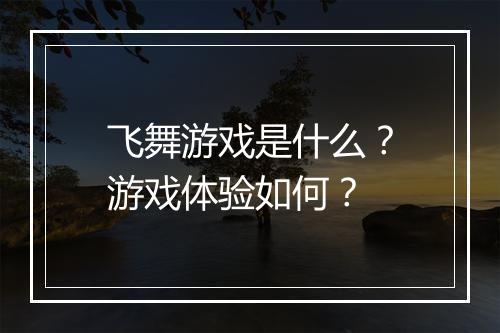 飞舞游戏是什么？游戏体验如何？