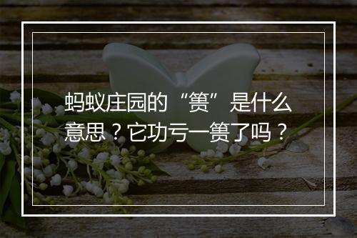 蚂蚁庄园的“篑”是什么意思？它功亏一篑了吗？