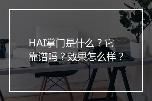 HAI掌门是什么？它靠谱吗？效果怎么样？