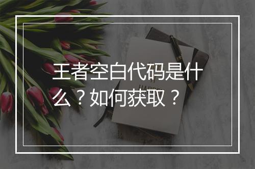 王者空白代码是什么？如何获取？