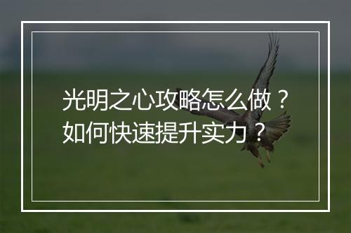 光明之心攻略怎么做？如何快速提升实力？