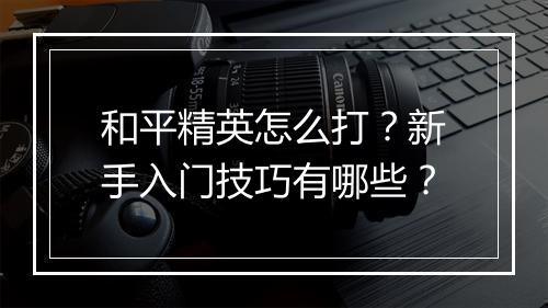 和平精英怎么打？新手入门技巧有哪些？