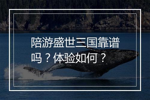 陪游盛世三国靠谱吗？体验如何？