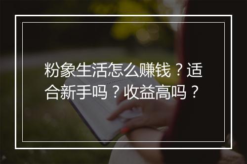 粉象生活怎么赚钱？适合新手吗？收益高吗？