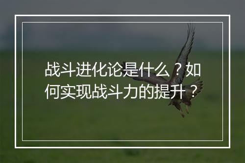 战斗进化论是什么？如何实现战斗力的提升？