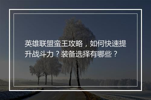 英雄联盟蛮王攻略，如何快速提升战斗力？装备选择有哪些？
