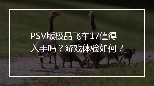 PSV版极品飞车17值得入手吗？游戏体验如何？