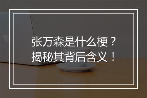 张万森是什么梗？揭秘其背后含义！