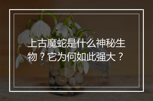 上古魔蛇是什么神秘生物？它为何如此强大？