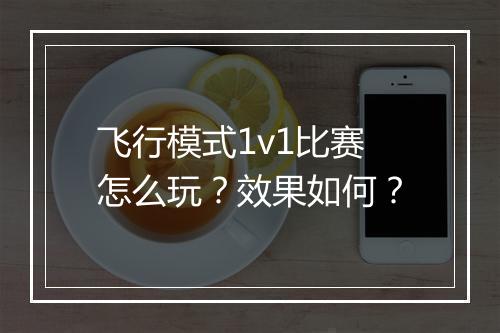 飞行模式1v1比赛怎么玩？效果如何？