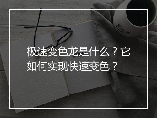 极速变色龙是什么？它如何实现快速变色？