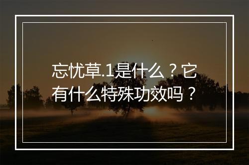 忘忧草.1是什么？它有什么特殊功效吗？