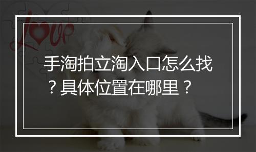 手淘拍立淘入口怎么找？具体位置在哪里？