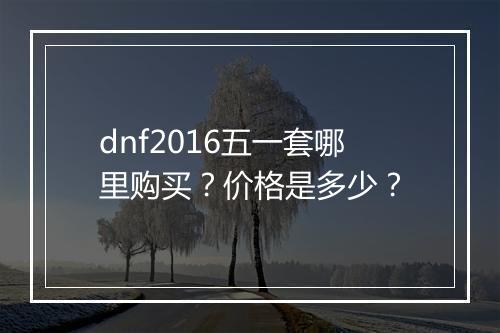 dnf2016五一套哪里购买？价格是多少？