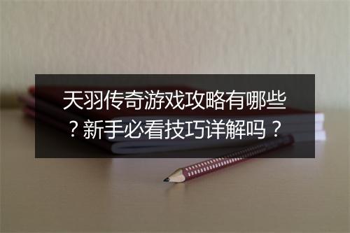 天羽传奇游戏攻略有哪些？新手必看技巧详解吗？