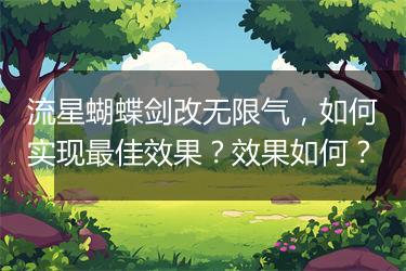 流星蝴蝶剑改无限气，如何实现最佳效果？效果如何？