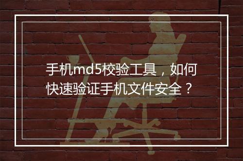 手机md5校验工具，如何快速验证手机文件安全？