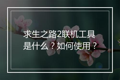 求生之路2联机工具是什么？如何使用？