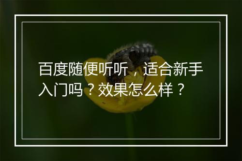 百度随便听听，适合新手入门吗？效果怎么样？