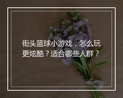 街头篮球小游戏，怎么玩更炫酷？适合哪些人群？