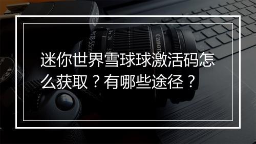 迷你世界雪球球激活码怎么获取?有哪些途径?