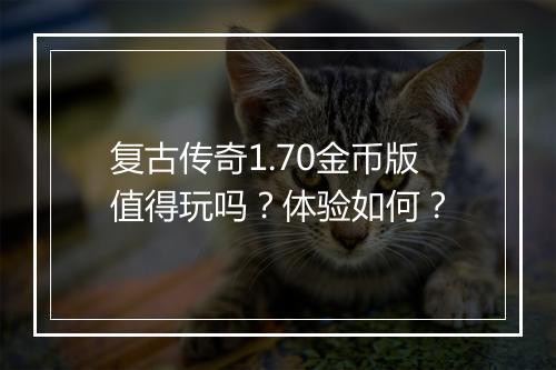 复古传奇1.70金币版值得玩吗？体验如何？
