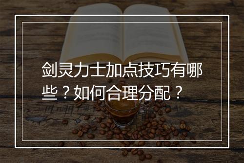 剑灵力士加点技巧有哪些？如何合理分配？