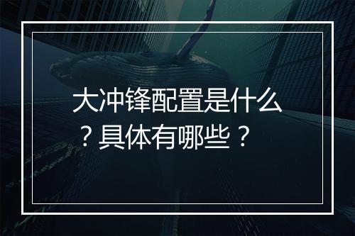 大冲锋配置是什么？具体有哪些？