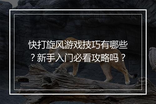 快打旋风游戏技巧有哪些？新手入门必看攻略吗？