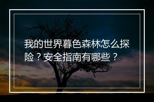 我的世界暮色森林怎么探险？安全指南有哪些？