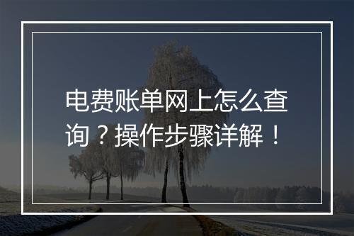 电费账单网上怎么查询？操作步骤详解！