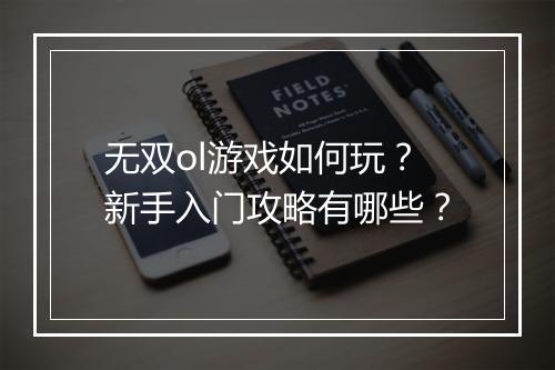 无双ol游戏如何玩？新手入门攻略有哪些？
